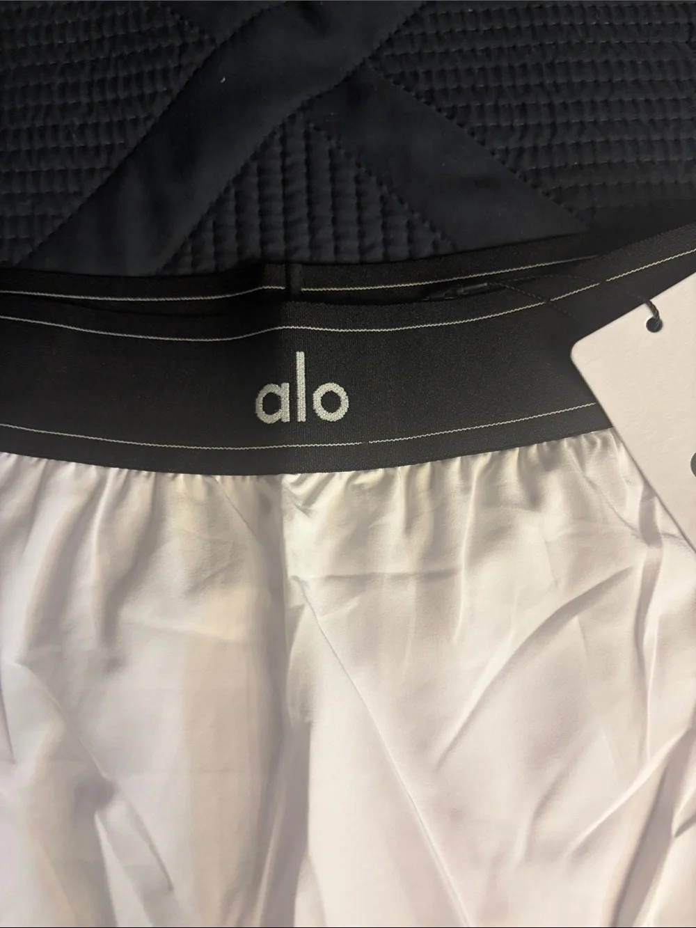 ALO Yoga White Skort with Black Elastic Waistband